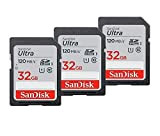 SanDisk Ultra 32Go SDHC Carte, jusqu'à 120 Mo/s, Classe 10, UHS-I, V10, 3 Packs