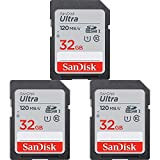 SanDisk Ultra 32Go SDHC Carte, jusqu'à 120 Mo/s, Classe 10, UHS-I, V10, Paquet de 3