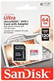 SanDisk Ultra 64 Go microSDXC Carte Mémoire + Adaptateur SD. Vitesse de Lecture Allant jusqu'à 120MB/S, Classe 10, UHS-I, homologuée ...