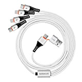 SDBAUX 3A/1.2M Multi 6 en 1 Câble Chargeur de Téléphone Cadeau Noel Femme Homme, USB A/USB-C vers 2 iP/Micro USB/Type-C ...