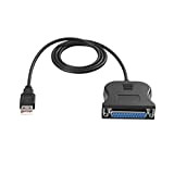 SeniorMar Interface de Communication parallèle bidirectionnelle Noire USB à 25 Broches DB25 Adaptateur de câble d'imprimante parallèle Convertisseur de Cordon