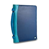 Serviette Porte-Documents en Cuir Multicolore, Porte iPad signé DUDU Bleu