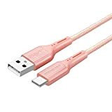 SHULIANCABLE Câble USB Type C, Nylon Tressé Charge Rapide et Synchro Compatible pour Samsung Galaxy S20/10/9/8,Huawei (1M, Pink)