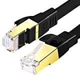SHULIANCABLE Cat 8 Plat Câble Ethernet, Câble Réseau LAN Gigabit RJ45 40Gbps 2000MHz Haute Vitesse,Compatible Routeur,Switch,Modem, PC,TV Box (1M)