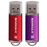 SIMMAX Clé USB 32 Go Lot de 2 Mémoire Stick USB 2.0 Flash Drive Pivotant Stockage Disque Pendrive (32Go Rouge ...