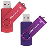 SIMMAX Clé USB 32 Go Lot de 2 USB 2.0 Flash Drive Pivotant Stockage Disque Mémoire Stick Pendrive (32Go Rouge ...