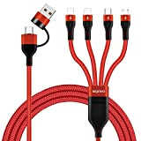 SIQIWO 3A/1.2M Multi Câble USB 6 en 1, Universel Nylon USB A/USB C, Câble de Charge Rapide Chargeur avec 2 ...