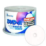 Smartbuy 50-disc 8.5 GB/240min 8 x DVD + R DL double couche double couche Blanc Jet d'encre hub Printable vierge données les ...