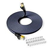 Snowkids 8M Câble Ethernet CAT7, External & Internal LAN Cable 10Gbit/s 600MHz Plat Tissage Nylon STP RJ45 Cable Aver Salles ...