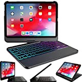 Snugg iPad Pro 11 (2020-2nd Gen) Clavier, [Noir] Étui Clavier Bluetooth sans Fil [Garantie à Vie] Clavier Rotatif à 360° ...