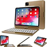 Snugg iPad Pro 12.9 (2020-4ème génération) Clavier sans fil rétroéclairé Bluetooth Étui rotatif à 360° pour Apple iPad Pro 12.9 ...