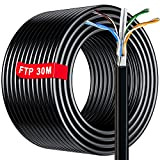 Soibke Cable Ethernet 30m Blindé Bobine, Câble Réseau Ethernet RJ45 CAT 6 30m Câble | AWG 23, FTP PIMF, Anti-Interférence, ...
