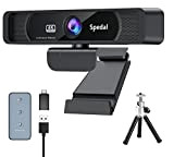 Spedal 4K Webcam avec Microphone et Trépied, Caméra Web HD avec Champ de Vision à 120 ° et Télécommande pour ...