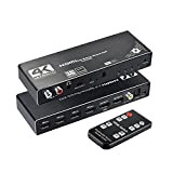 Splitter HDMI 4K, KuWFi Commutateur HDMI 4K @ 60Hz Commutateur HDMI 2.0 Télécommande 4x2 HDR Commutateur HDMI Extracteur Audio avec ...