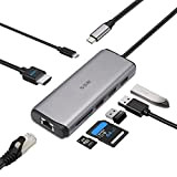 SSK Hub USB C, Adaptateur multiport 8-en-1 de Type C avec Port Ethernet 4K HDMI, PD3.0 et RJ45 pour/ MacBook ...