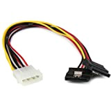 StarTech.com Câble adaptateur d'alimentation interne LP4 (4 broches) - Mâle vers 2x SATA femelle - 30 cm (PYO2LP4LSATA)