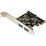StarTech.com Carte contrôleur PCIe à 2 ports USB 3.0 - Adaptateur PCI Express 2x USB Super Speed avec alimentation SATA ...