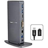 Station d'accueil Universelle WAVLINK USB 3.0/USB C avec Deux Sorties vidéo (HDMI et HDMI, DVI ou VGA) pour Ordinateur Portable/PC ...