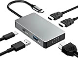 Station d'accueil USB C Thriple Display, Station d'accueil USB-C pour Ordinateur Portable 5 en 1 USB Type C Hub Adaptateur ...