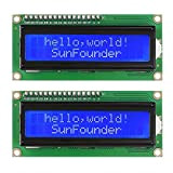 SUNFOUNDER LCD1602 Module with 3.3V Backlight Compatible with Arduino R3 Mega Raspberry Pi 16x2 Character White on Blue Background