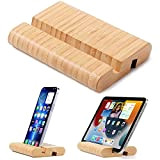 Support de tablette en bambou pour téléphone portable - Support de bureau en bois pour iPhone, iPad, tablettes et tous ...
