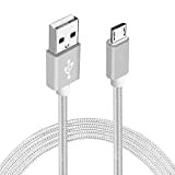 Sweet Tech Argent Câble Micro USB 1.5m Charge Rapide Nylon Tressé en Fibre Connecteur Ultra Résistant en Aluminium pour Wiko ...