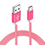 Sweet Tech Rose Câble Micro USB 1.5m Charge Rapide Nylon Tressé en Fibre Connecteur Ultra Résistant en Aluminium pour Samsung ...