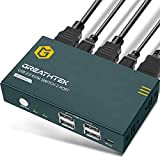 Switch HDMI 2 Port 4K@60Hz,KVM HDMI Support USB 2.0,HDCP2.2,HDMI2.0,Commutateurs KVM Ultra HD 2 PC 1,Interrupteur à clé, avec boîtier en ...