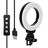 Sxhlseller Lumière Annulaire, 4 Pouces LED Dimmable Lumière Vidéo LED Selfie Fill Light avec Clip pour Vidéo en Direct pour ...