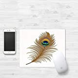 Tapis de Souris 320x250 mm,Décor de paon, Illustration de plume d'oiseau de paon Magie Wild Nature décorative image décorative impri,Antidérapant ...