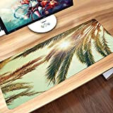 Tapis de souris grand Tapis de souris Gaming Palm Leaf Beaming Sun Through Branches d'arbres Effet rétro Exotic Holiday Vacation ...