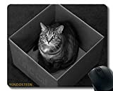 Tapis de souris original personnalisé avec motif cage de chat assis noir et blanc 51654 Tapis de souris avec bord ...