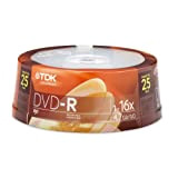 TDK DVD-R 4.7 16x 25 Pack Cake Box Recordable DVDs