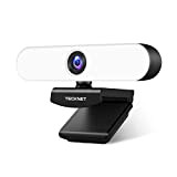 TECKNET Webcam 1080P Full HD avec Lumière, Caméra Web avec 360° Rotation et Dual Microphone Stéréo, Auto Focus pour PC ...