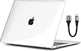 TECOOL Coque pour MacBook Air 13 Pouces Retina M1 2020 2019 2018 A2337 A2179 A1932 avec Touch ID, Clear Transparente ...