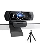 TECURS Webcam HD avec microphone, caméra Web autofocus 1080p avec trépied et protection de confidentialité, Plug and Play, pour conférence/appels ...