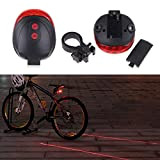 theoutlettablet Lumière arrière laser 5 LED de sécurité pour vélo piles AAA avec support