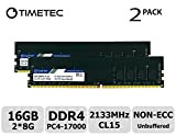 Timetec 16 Go KIT (2x8Go) DDR4 2133MHz PC4-17000 Non-ECC Unbuffered 1.2V CL15 1Rx8 Single Rank 288 Pin UDIMM Ordinateur de ...