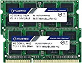 Timetec 8 Go KIT (2x4Go)DDR3L/DDR3 1600MHz PC3-12800 Non-ECC sans tampon 1.35 V/1.5 V CL11 2Rx8 double rang 204 broches SODIMM ...