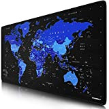 TITANWOLF - Tapis de Souris Gaming Carte du Monde Global Blue 900x400mm - sous-Main Bureau Gamer Planisphère Extra Large XXL ...