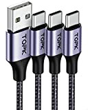 TOPK Câble USB C [2m, Lot de 3] Chargeur USB C Nylon Tressé Câble USB Type C Charge Rapide Compatible ...