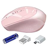 TopMate Souris sans Fil 2.4G Office Silent Mouse, Souris d'ordinateur Portable avec Adaptateur de Type C, 3 Niveaux réglables Souris ...