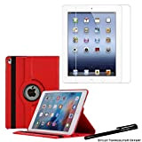 Toproduits Housse Etui Rouge pour Apple iPad 2/3/4 Coque avec Support Rotatif 360° avec Stylet (Housse + 1 Verre de ...