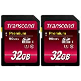 Transcend Lot de 2 cartes mémoire SDHC 300 x UHS-1 Classe 10 32 Go