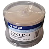 Traxdata – CD-R 52 x Ritek Inkjet White Waterproof Broche 50 Pcs