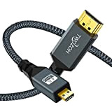 Twozoh Câble Micro HDMI vers HDMI 1M, Nylon tressé Câble HDMI A vers Micro HDMI D, Supporte 3D 4K/60Hz 2.0 ...