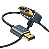 Twozoh Ultra Slim Câble HDMI Angle Coudé 270° Degré 2M, Fin et Souple Cordon HDMI Cable Supporte 3D/4K@60Hz