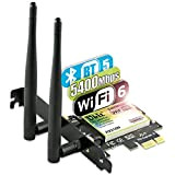 Ubit Carte WiFi PCI-E AX WiFi 6e sans Fil 5400 Mbps| Bluetooth 5.0 | MU-MIMO | OFDMA 160MHz | Ultra-Faible ...