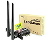 Ubit La Carte WiFi PCIE, WiFi 6e 5400Mbp avec Bluetooth 5.2 Tri-Bandes 6GHz/ 5GHz/ 2.4GHz MU-MIMO | OFDMA 160MHz | ...