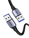 UGREEN Câble USB 3.0 Type A Mâle vers Mâle Câble Double USB Nylon Tressé pour Disque Dur Externe, Lecteur DVD, ...